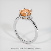 3.02 Ct. Padparadscha Sapphire Ring, 18K White Gold 2