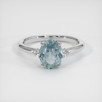 1.24 Ct. Greenish Blue Sapphire Ring, 18K White Gold 1