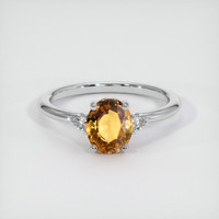 1.64 Ct. Yellowish Brown Sapphire Ring, 18K White Gold 1