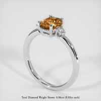 1.64 Ct. Yellowish Brown Sapphire Ring, 18K White Gold 2