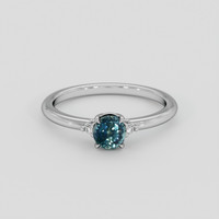 0.64 Ct. Greenish Blue Sapphire Ring, 18K White Gold 1