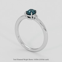 0.64 Ct. Greenish Blue Sapphire Ring, 18K White Gold 2