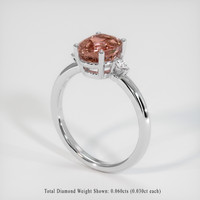 2.00 Ct. Padparadscha Sapphire Ring, 18K White Gold 2