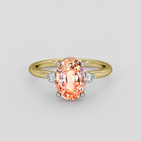 3.04 Ct. Padparadscha Sapphire Ring, 14K White & Yellow 1