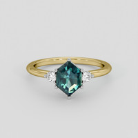 2.05 Ct. Bluish Green Sapphire Ring, 18K White & Yellow 1