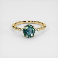 1.56 Ct. Bluish Green Sapphire Ring, 10K Yellow Gold 1