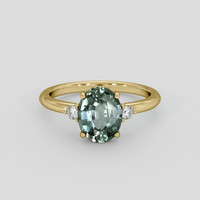 2.25 Ct. Bluish Green Sapphire Ring, 10K Yellow Gold 1