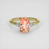 3.04 Ct. Padparadscha Sapphire Ring, 10K Yellow Gold 1