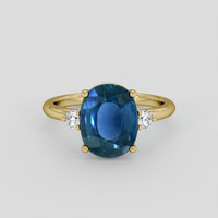 4.08 Ct. Greenish Blue Sapphire Ring, 14K Yellow Gold 1