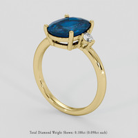 4.08 Ct. Greenish Blue Sapphire Ring, 14K Yellow Gold 2