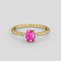 0.69 Ct. Pink Sapphire Ring, 14K Yellow Gold 1