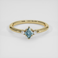 0.36 Ct. Greenish Blue Sapphire Ring, 14K Yellow Gold 1
