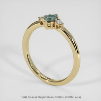 0.36 Ct. Greenish Blue Sapphire Ring, 14K Yellow Gold 2