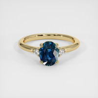 1.00 Ct. Greenish Blue Sapphire Ring, 14K Yellow Gold 1
