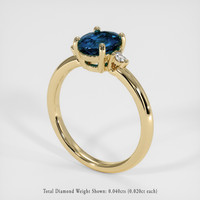 1.00 Ct. Greenish Blue Sapphire Ring, 14K Yellow Gold 2