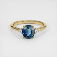 0.97 Ct. Greenish Blue Sapphire Ring, 14K Yellow Gold 1