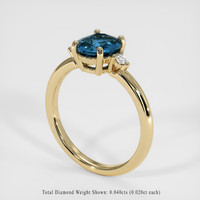 0.97 Ct. Greenish Blue Sapphire Ring, 14K Yellow Gold 2