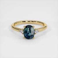 0.96 Ct. Greenish Blue Sapphire Ring, 14K Yellow Gold 1