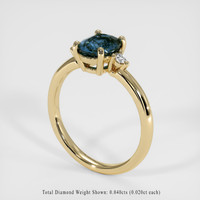 0.96 Ct. Greenish Blue Sapphire Ring, 14K Yellow Gold 2