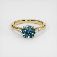 1.04 Ct. Bluish Green Sapphire Ring, 14K Yellow Gold 1