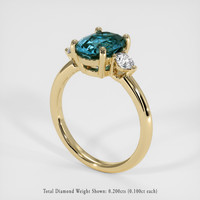 1.70 Ct. Greenish Blue Sapphire Ring, 14K Yellow Gold 2