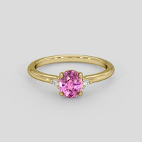 1.06 Ct. Purplish Pink Sapphire Ring, 14K Yellow Gold 1
