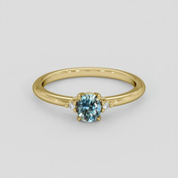 0.46 Ct. Greenish Blue Sapphire Ring, 14K Yellow Gold 1