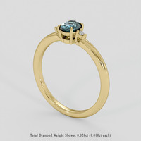 0.46 Ct. Greenish Blue Sapphire Ring, 14K Yellow Gold 2