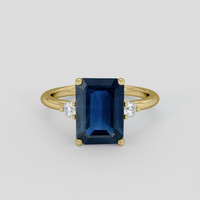 3.52 Ct. Blue Sapphire Ring, 14K Yellow Gold 1