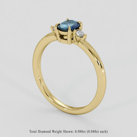 0.48 Ct. Bluish Green Sapphire Ring, 14K Yellow Gold 2