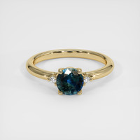 0.65 Ct. Greenish Blue Sapphire Ring, 14K Yellow Gold 1