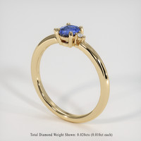 0.49 Ct. Blue Sapphire Ring, 14K Yellow Gold 2