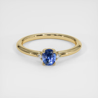 0.51 Ct. Blue Sapphire Ring, 14K Yellow Gold 1