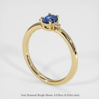 0.51 Ct. Blue Sapphire Ring, 14K Yellow Gold 2