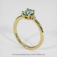 1.02 Ct. Bluish Green Sapphire Ring, 14K Yellow Gold 2