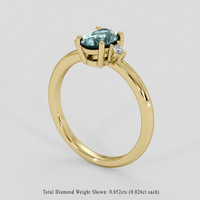 0.90 Ct. Greenish Blue Sapphire Ring, 14K Yellow Gold 2