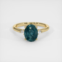 2.52 Ct. Greenish Blue Sapphire Ring, 14K Yellow Gold 1