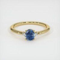 0.62 Ct. Greenish Blue Sapphire Ring, 18K Yellow Gold 1