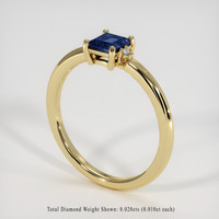 0.89 Ct. Blue Sapphire Ring, 18K Yellow Gold 2