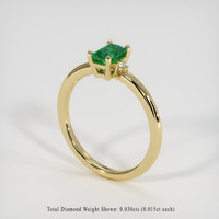 0.52 Ct. Emerald Ring, 18K Yellow Gold 2