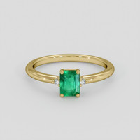 0.84 Ct. Emerald Ring, 18K Yellow Gold 1