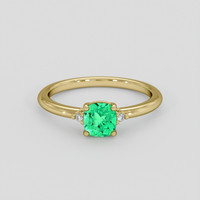 0.59 Ct. Emerald Ring, 18K Yellow Gold 1