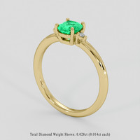 0.59 Ct. Emerald Ring, 18K Yellow Gold 2