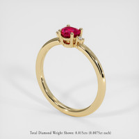 0.53 Ct. Ruby Ring, 18K Yellow Gold 2