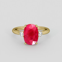 2.96 Ct. Pinkish Red Ruby Ring, 18K Yellow Gold 1