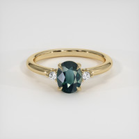 1.54 Ct. Bluish Green Sapphire Ring, 18K Yellow Gold 1