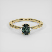 1.10 Ct. Bluish Green Sapphire Ring, 18K Yellow Gold 1