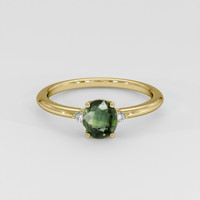 1.11 Ct. Green Sapphire Ring, 18K Yellow Gold 1