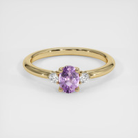 0.71 Ct. Pinkish Purple Sapphire Ring, 18K Yellow Gold 1
