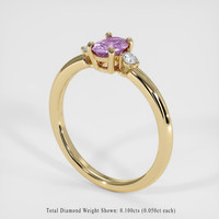 0.71 Ct. Pinkish Purple Sapphire Ring, 18K Yellow Gold 2